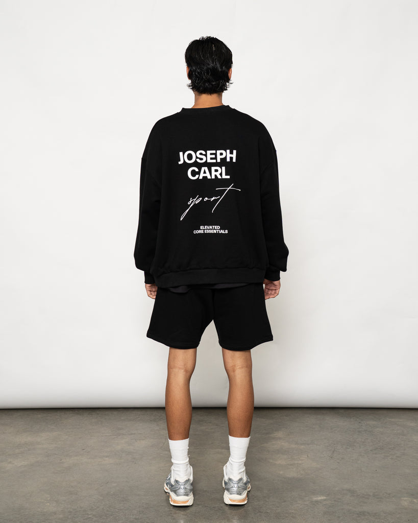 Men’s oversized black sweatshirt - JOSEPH CARL heavyweight French terry pullover