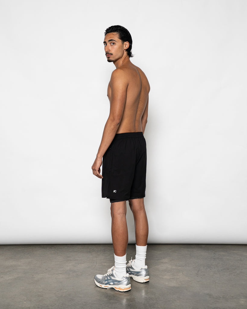 Men’s black training shorts – JOSEPH CARL luxury sportswear with stretch and quick-dry fabric