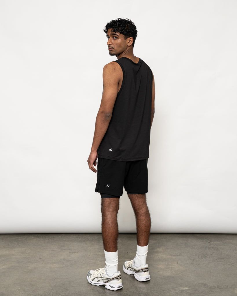 Men’s black training singlet – JOSEPH CARL luxury sportswear with breathable stretch fabric