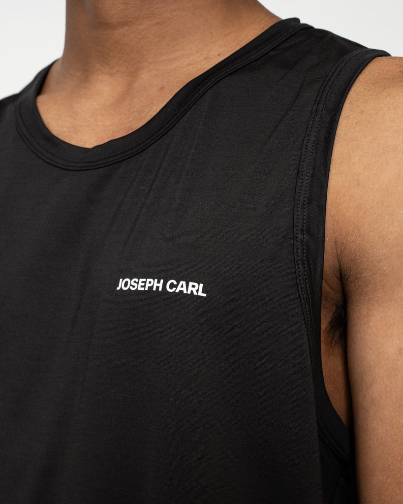 Men’s black training singlet – JOSEPH CARL luxury sportswear with breathable stretch fabric