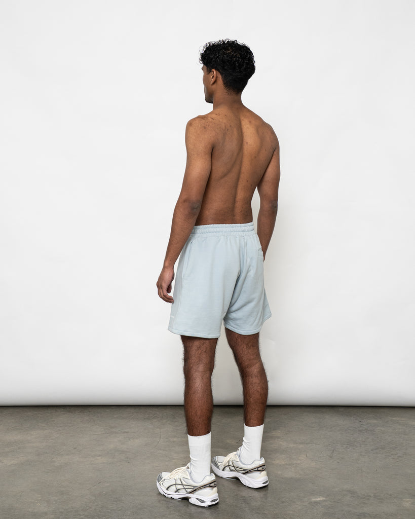 Men’s oversized dust blue sweat shorts - JOSEPH CARL luxury French terry sportswear