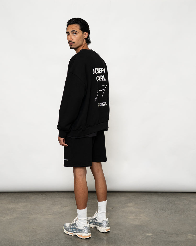 Men’s oversized black sweatshirt - JOSEPH CARL heavyweight French terry pullover