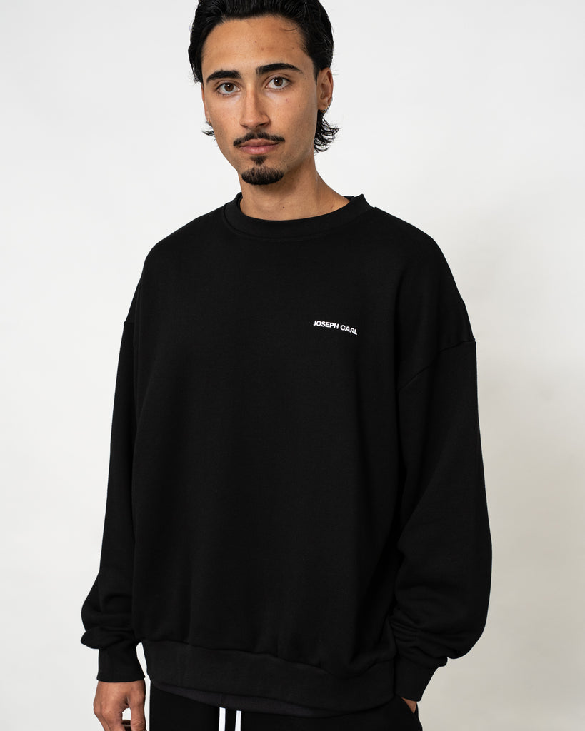 Men’s oversized black sweatshirt - JOSEPH CARL heavyweight French terry pullover