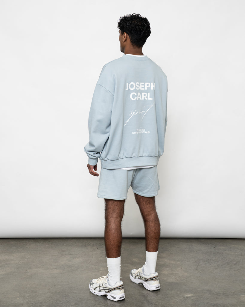 Men’s oversized dust blue sweatshirt - JOSEPH CARL luxury French terry sportswear