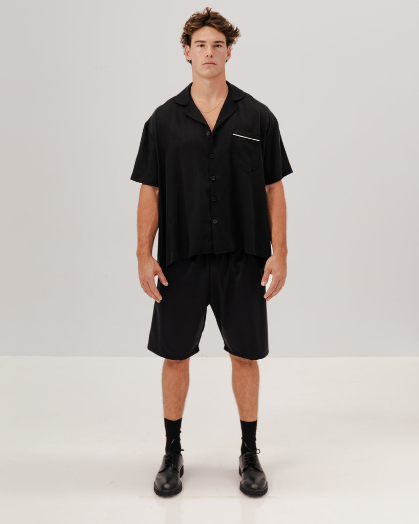 Short Sleeve Washed Black Shirt